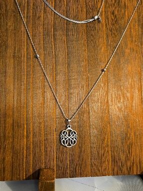 Alex and Ani Silver Filigree Round Pendant Necklace